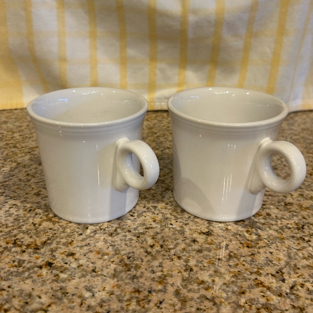 Fiesta Ware; 2 White Coffee Mugs